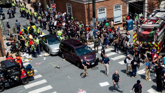 One Dead After Car Rams Into Anti Fascist Protesters In Charlottesville Video Report Global The Guardian