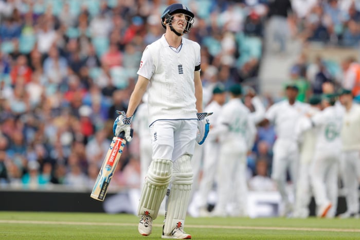 England's Harry Brook reacts after losing his wicket.