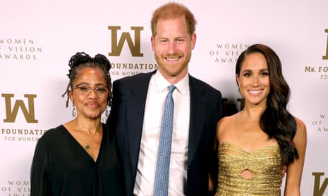 Doria Ragland, Prince Harry, Duke of Sussex, and Meghan, Duchess of Sussex, attend the Ms. Foundation Women of Vision annual gala on Tuesday.