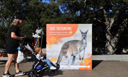 A family at Taronga Zoo after the end of Sydney’s lockdown