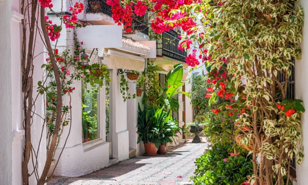 A picturesque and narrow street in the old town of Marbella.