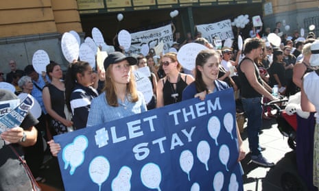 Refugee advocates attend a ‘Let Them Stay’ rally in Melbourne. Up to 100 asylum seekers and refugees in the ‘Let Them Stay’ group will lose government support. 