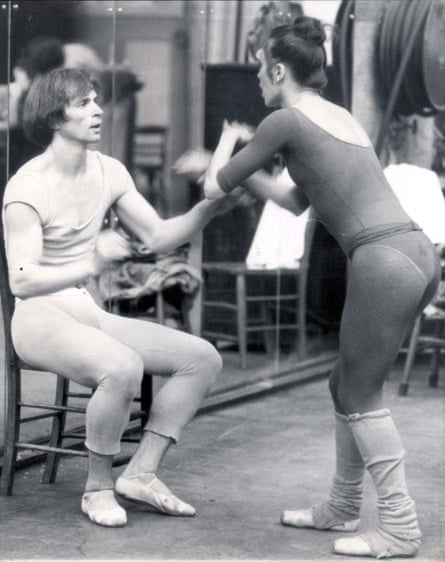 Patricia Ruanne in rehearsals with Rudolf Nureyev in 1977.