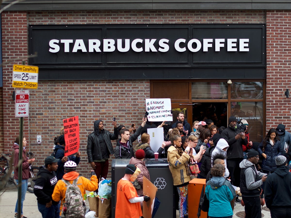 Arrest Of Two Black Men At Starbucks For Trespassing Sparks Protests Philadelphia The Guardian Arrest Of Two Black Men At Starbucks For Trespassing Sparks Protests Philadelphia The Guardian