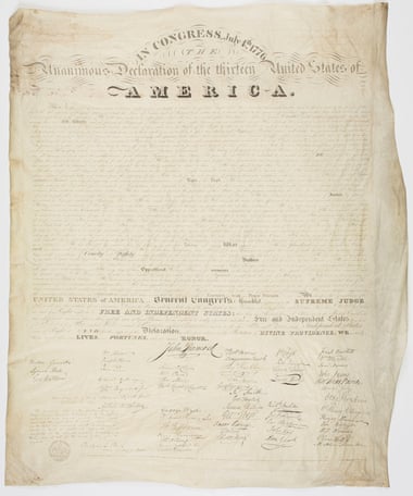 An engraving of the Declaration of Independence produced by Benjamin Owen Tyler, 1818.