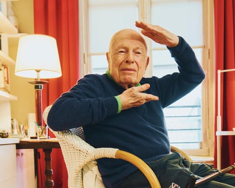 Theatre director Peter Brook at his apartment in Paris, 2019.