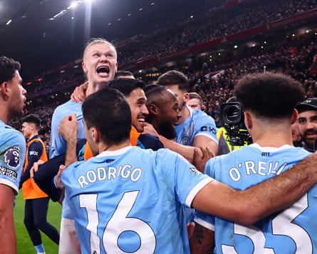 Liverpool v Manchester City - Premier LeagueLIVERPOOL, ENGLAND - FEBRUARY 8: Erling Haaland of Manchester City celebrates after scoring a goal to make it 1-2 during the Premier League match between Liverpool and Manchester City at Anfield on February 8, 2026 in Liverpool, United Kingdom. (Photo by Robbie Jay Barratt - AMA/Getty Images)
