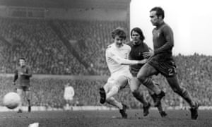 Leeds’ Alan Clarke (left) shoots as Ron Harris (right) approaches during the 1970 FA Cup final replay. Chelsea won 2-1 after extra-time.