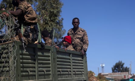 Ethiopian troops on patrol in Tigray