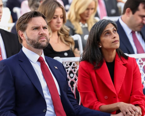 JD and Usha Vance in the Rose Garden of the White House on 14 October.