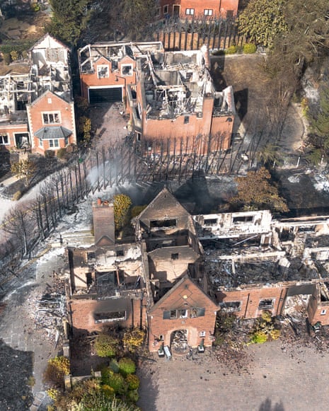 Burnt-out homes in Stourbridge.