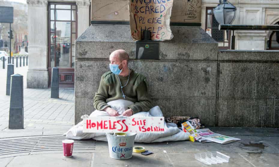 A homeless man near Downing Street