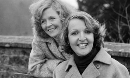 Angela Thorne, left, as Marjory Frobisher, the loyal friend of Audrey fforbes-Hamilton, played by Penelope Keith, on the set of To the Manor Born in 1980.