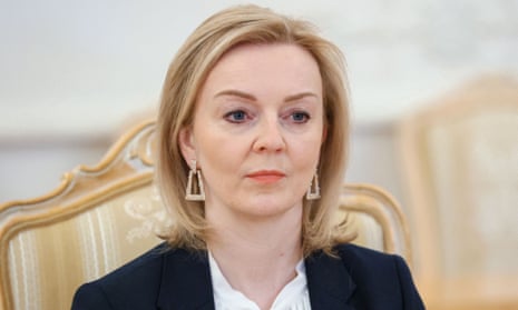 Liz Truss attending a meeting with the Russian foreign minister in Moscow in February