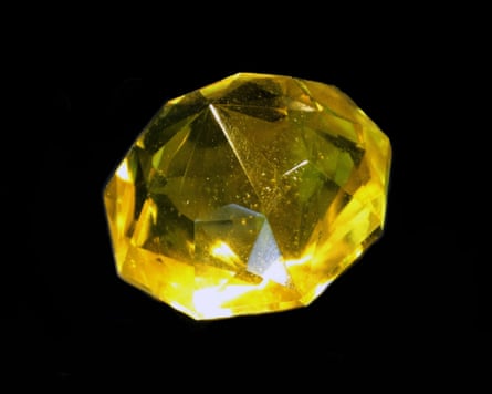 A glass replica of the Florentine diamond.