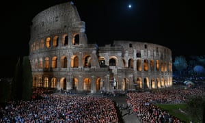 Way of the Cross at the Colosseum in Rome, Italy.