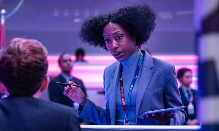 Purple reign: Nikki Amuka-Bird as the head of mission control for a space tourism company in Armando Ianucci’s Avenue 5.