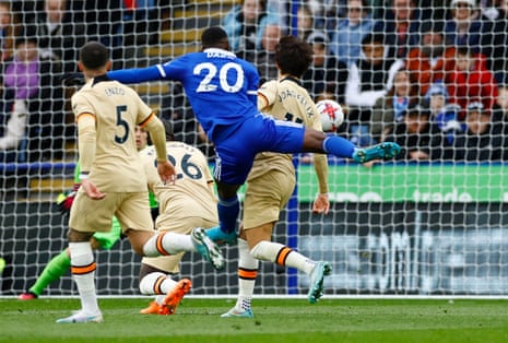 Leicester City’s Patson Daka scores their equaliser.
