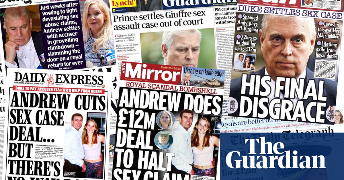 ‘His final disgrace’: how the papers covered Prince Andrew’s sexual abuse case settlement