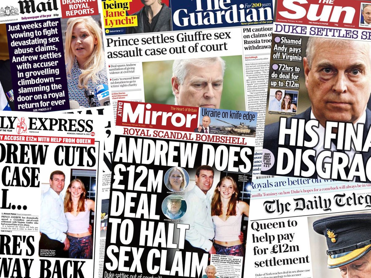 His final disgrace': how the papers covered Prince Andrew's sex assault case settlement | Prince Andrew | The Guardian