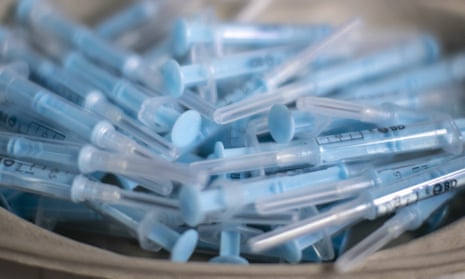 Syringes are prepared to administer the AstraZeneca vaccine in Madrid, Spain.