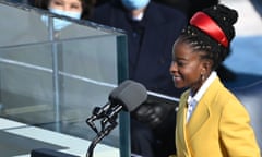 FILES-AMFOOT-POETRY-MUSIC-US<br>(FILES) In this file photo taken on January 20, 2021 National youth poet laureate Amanda Gorman recites during the inauguration of Joe Biden as the 46th US President at the US Capitol in Washington, DC. - Amanda Gorman, the young poet who delivered a captivating performance at President Joe Biden’s inauguration, opened the Super Bowl on February 7, 2021 with a new work celebrating essential workers. (Photo by Brendan SMIALOWSKI / AFP) (Photo by BRENDAN SMIALOWSKI/AFP via Getty Images)