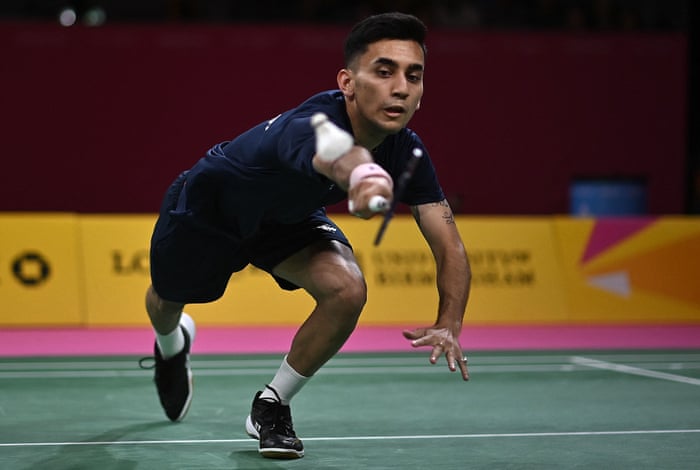 India’s Lakshya Sen returns aduring the final.