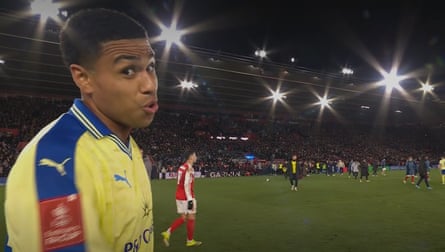 Shea Charles’s glance at a TV camera after the FA Cup win against Arsenal became a popular meme.