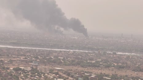 Plumes of smoke rise in Bahri, Khartoum North.