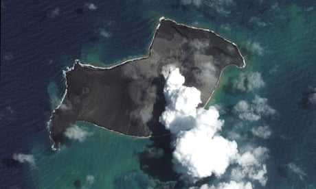 A satellite image shows the Hunga Tonga-Hunga Ha'apai volcano before its main eruption. The undersea communications cable linking Tonga with the rest of the world was severed in the eruption.A satellite image shows the Hunga Tonga-Hunga Ha'apai volcano before its main eruption. The undersea communications cable linking Tonga with the rest of the world was severed in the eruption.