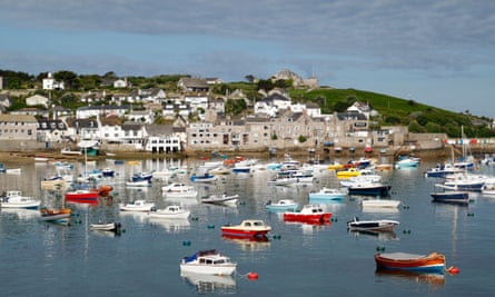 Colourful boats in St Mary’s harbour, Isles of Scilly, Cornwall, UK.