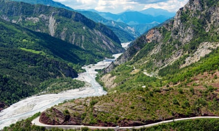 The valley of Haut-Var, Daluis gorges and the Var River, in Mercantour National Park, France.