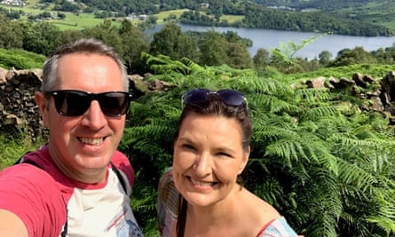 Sue Hayward with her husband, Kieran, in the Lake District.