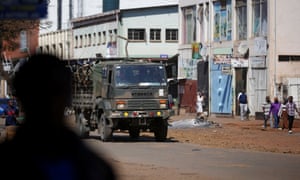 Soldiers patrol the streets of Harare