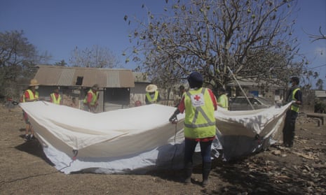 Red Cross teams in Tonga set up a temporary shelter in the village of Kanokupolu, western Tongatapu on Friday as the island group grapples with the aftermath from the recent underwater volcanic eruption.