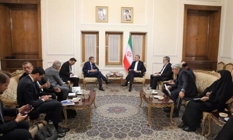 Israel-Gaza war live: ‘mid-level’ Israeli team heads to Cairo to assess Hamas ceasefire position Iranian foreign minister Hossein Amir-Abdollahian (C-R) talks to IAEA director general Rafael Mariano Grossi in Tehran.