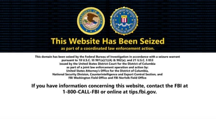 A screenshot of a website showing a notice