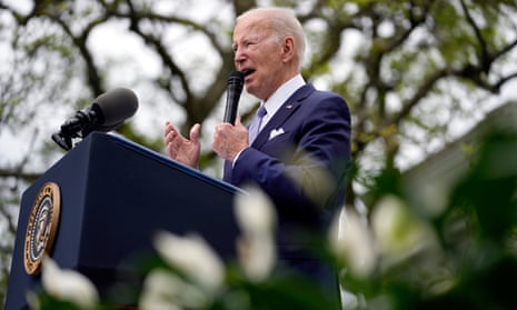 Joe Biden speaks in the Rose Garden of the White House on Monday.
