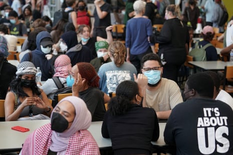 Students gather in a dining hall at Emory University