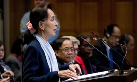 Aung San Suu Kyi at the UN’s international court of justice in The Hague.