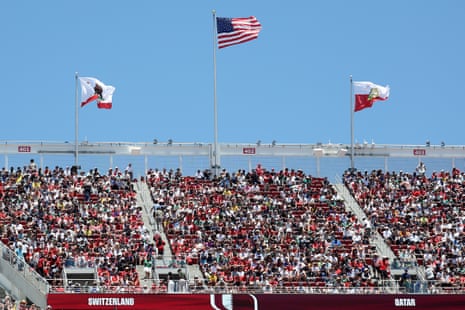 General view of empty seats inside the stadium