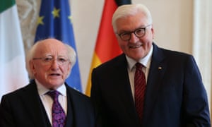 Irish president Michael Higgins (left) and his German counterpart, Frank-Walter Steinmeier, in Berlin. 