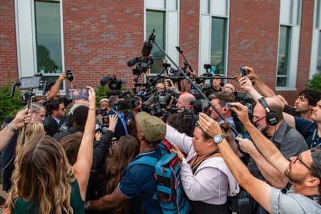 Kevin Reddington, defense attorney for Lindsay Clancy, is surrounded by press as he arrives at the courthouse as the jury deliberation phase continues in Lindsay Clancy's murder trial at the Plymouth County Superior Court in Plymouth, Massachusetts, on September 4, 2026.