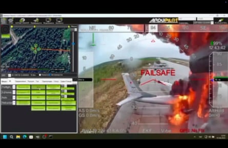 A plane bursts into flames on a runway, seen on a computer screen with a map and charts next to it. ‘Failsafe’ is written across the screen in red capital letters.