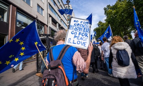 A pro-EU demonstrator with a banner.