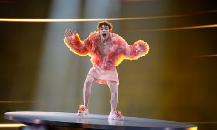 Runaway winner … Nemo of Switzerland performs the song The Code.