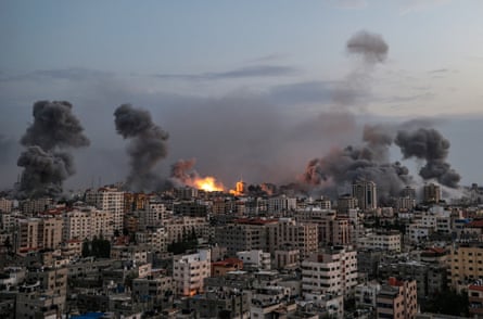 Smoke rises after an Israeli airstrike on Gaza City.