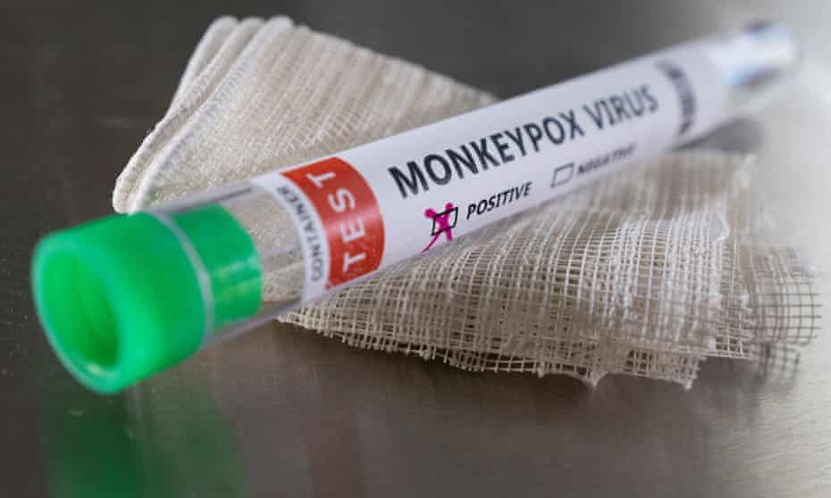 A test tube labelled 'Monkeypox virus'