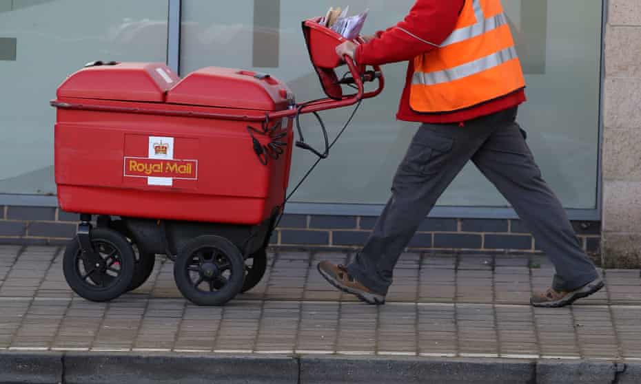 Royal Mail worker with trolley