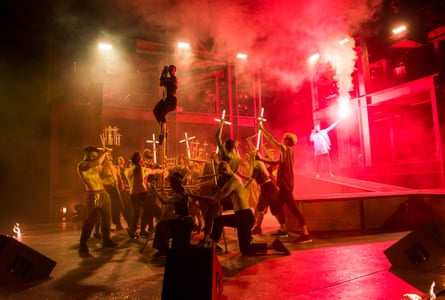 Declan Bennett as Jesus, far right, in Jesus Christ Superstar at the Regent’s Park Open Air theatre in London in 2016.